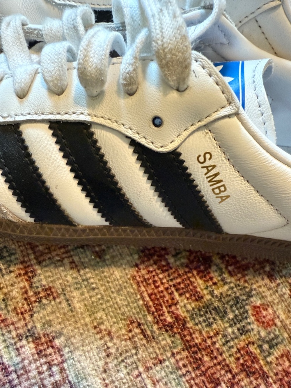 adidas Samba White Black Suede-Trim Sneakers - Picture 6 of 7